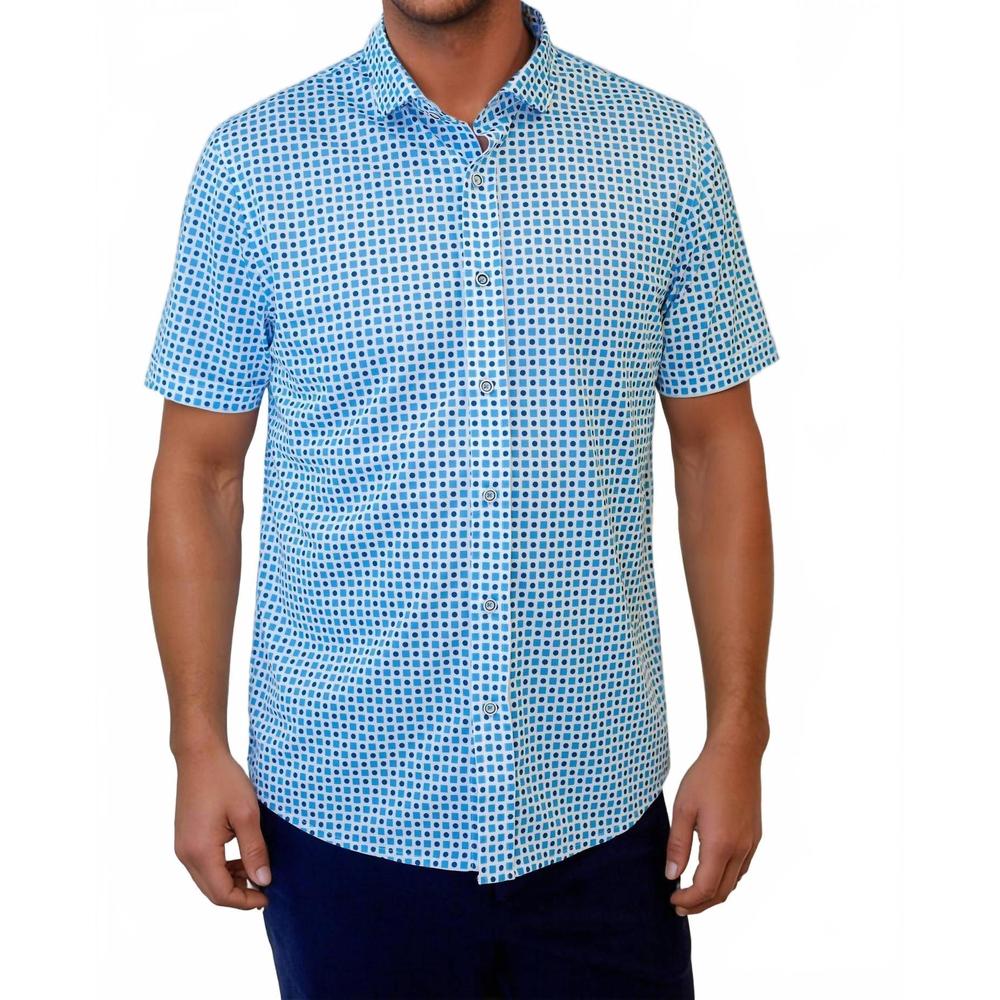 NEW BUKI palm springs short sleeve tech shirt in turquoise + blue